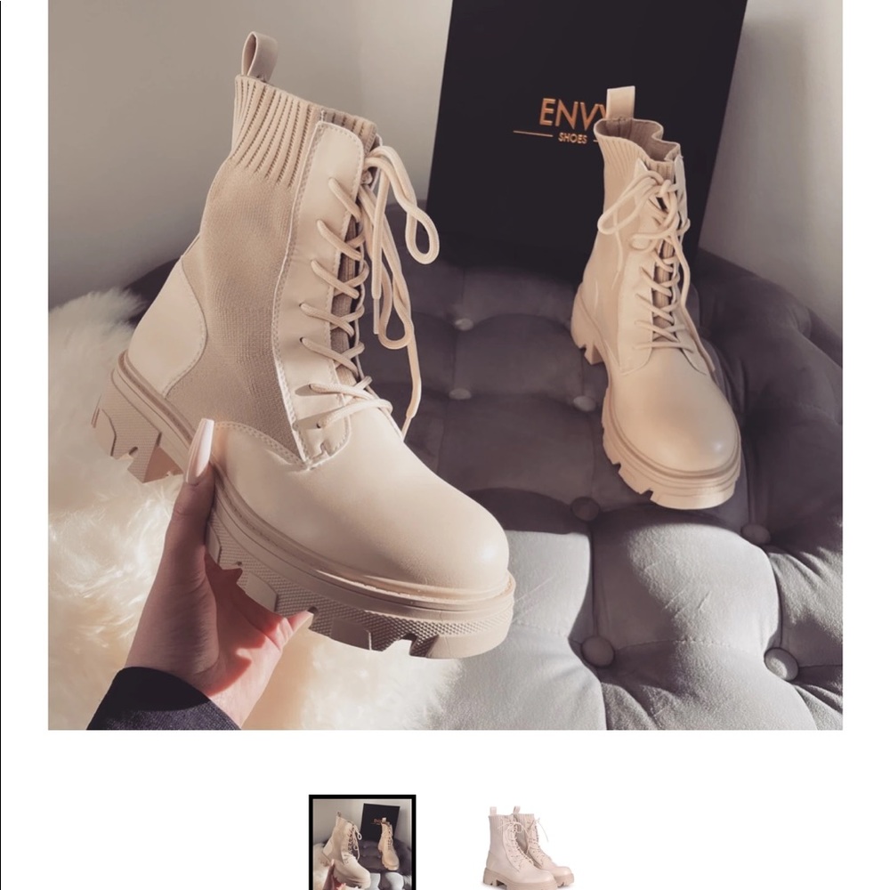 Penny nude knitted biker boots